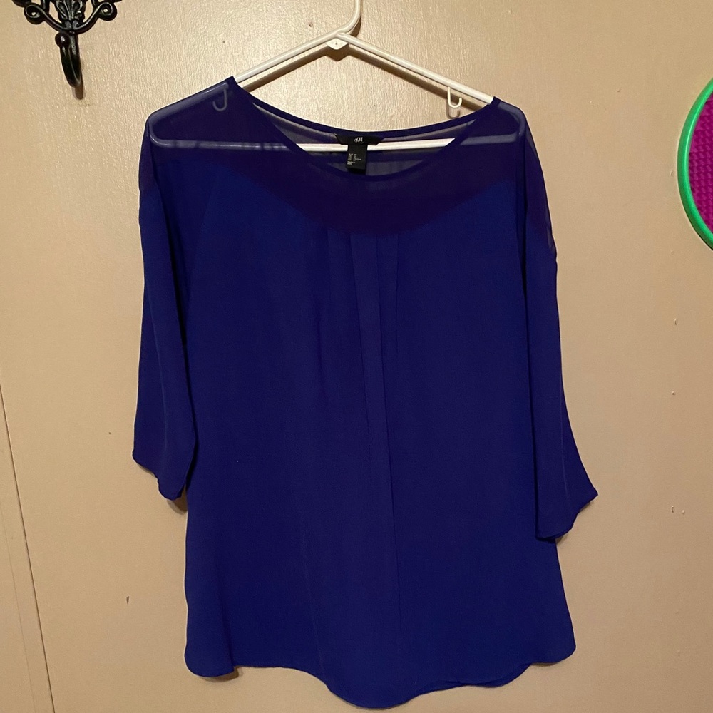 H&M long sleeved blue shirt. See through top